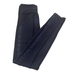 Lululemon Navy Blue Rouched Satin Stripe Leggings Ankle Length Leggings Size 4